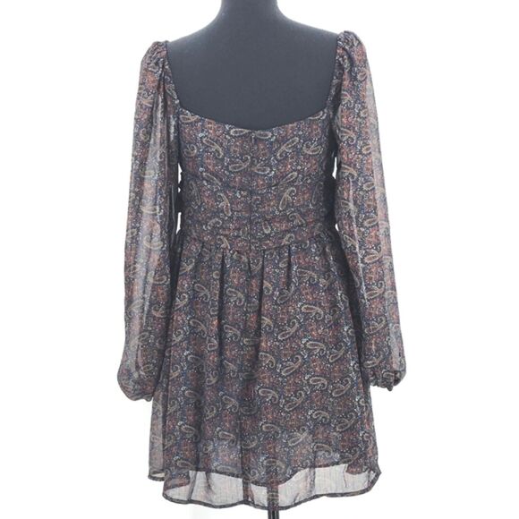 OPT One Pretty Time West Dress Size Medium Womens Blue Paisley Sheer Whimsygoth - Picture 3 of 12